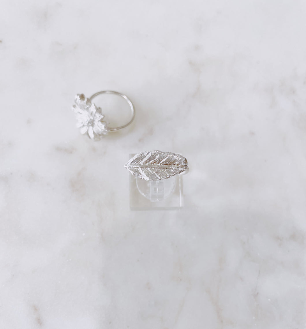 Stackable Silver Leaf Ring