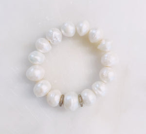 Pearl and Diamond Disc Bracelet